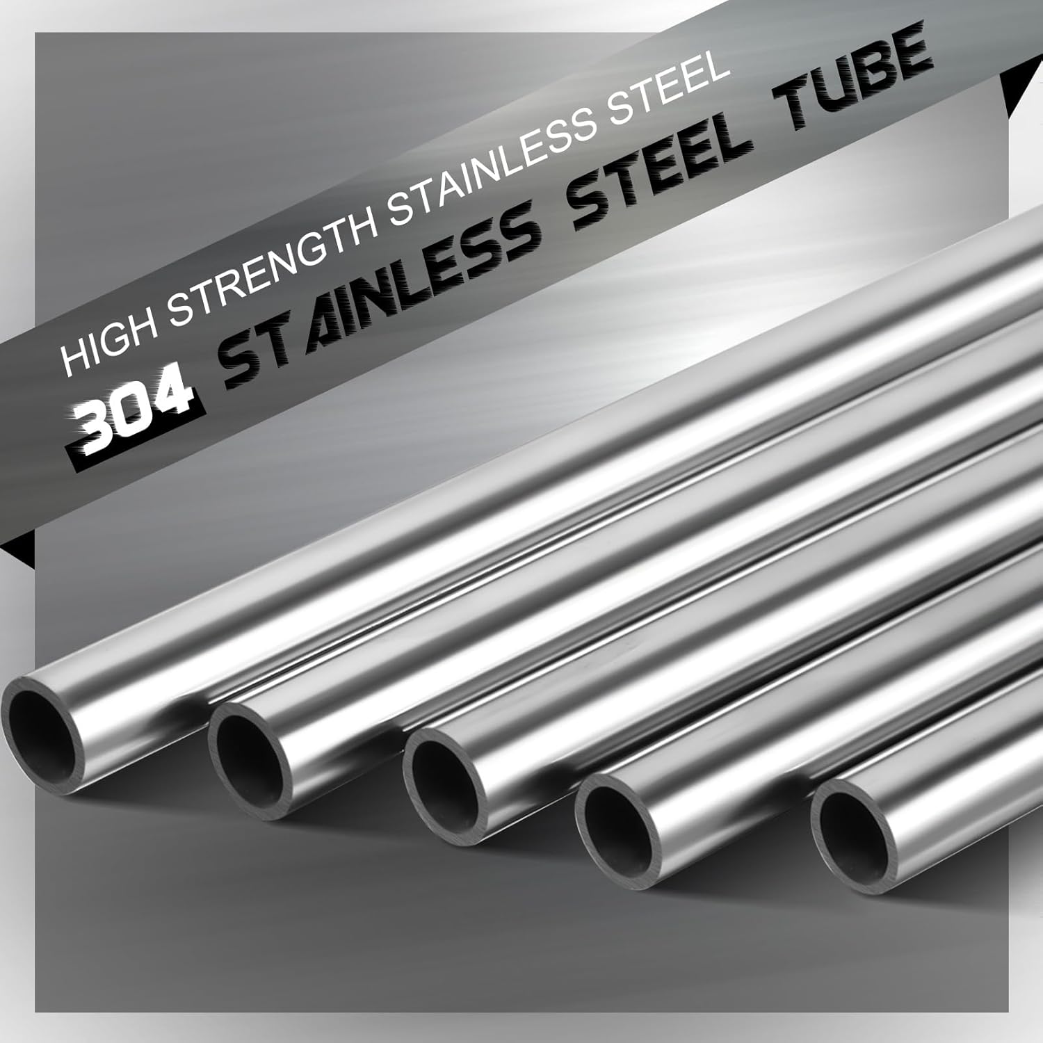 Tandefio 10 Pcs 3/8" OD 304 Stainless Steel Tube Industrial Straight Tube Weldable Steel Tubing Round Metal Pipe, 1/25" Wall Thickness Pipe, 12" Length for Industries Automotive Applications