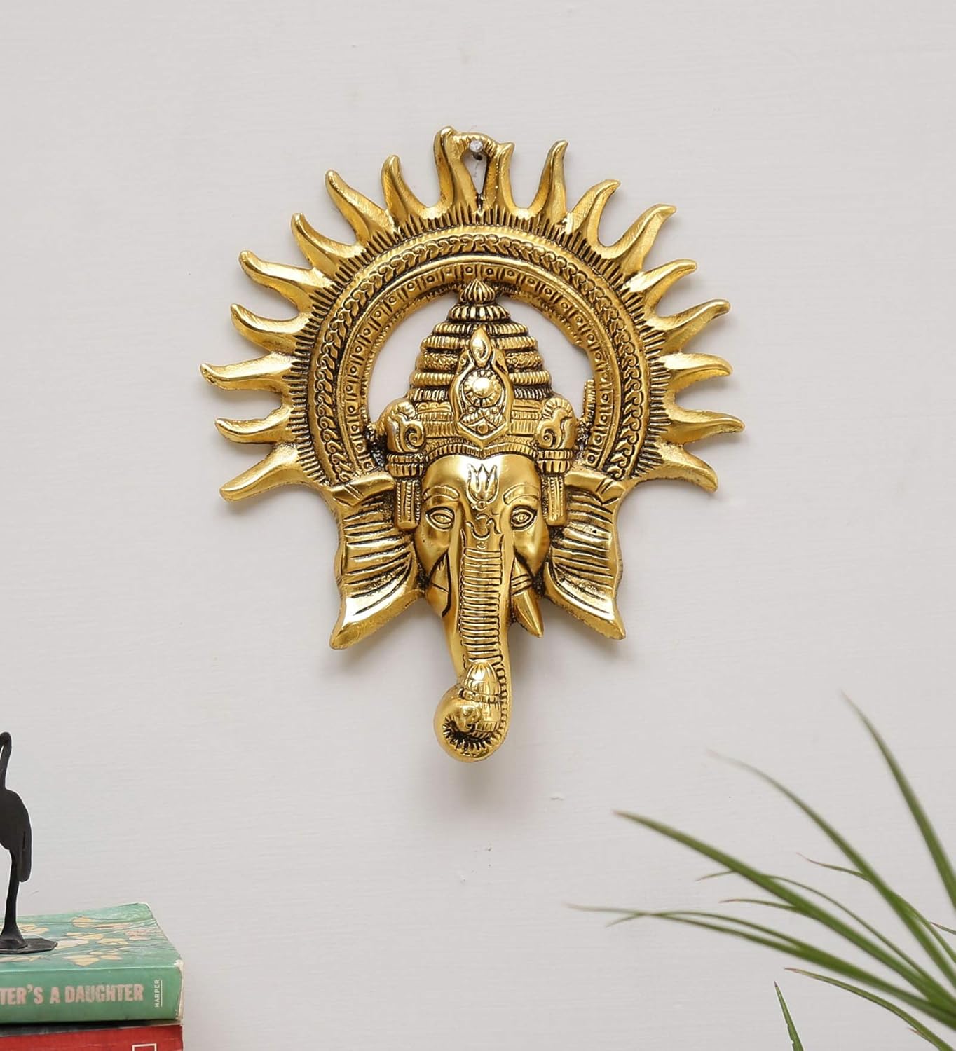 Metal Ganesha ji Statue,Ganpati Wall Hanging Sculpture Lord Ganesh Idol Lucky Feng Shui Wall Decor Your Home, Office,Religious Gift Article Decorative,Showpiece Figurines…