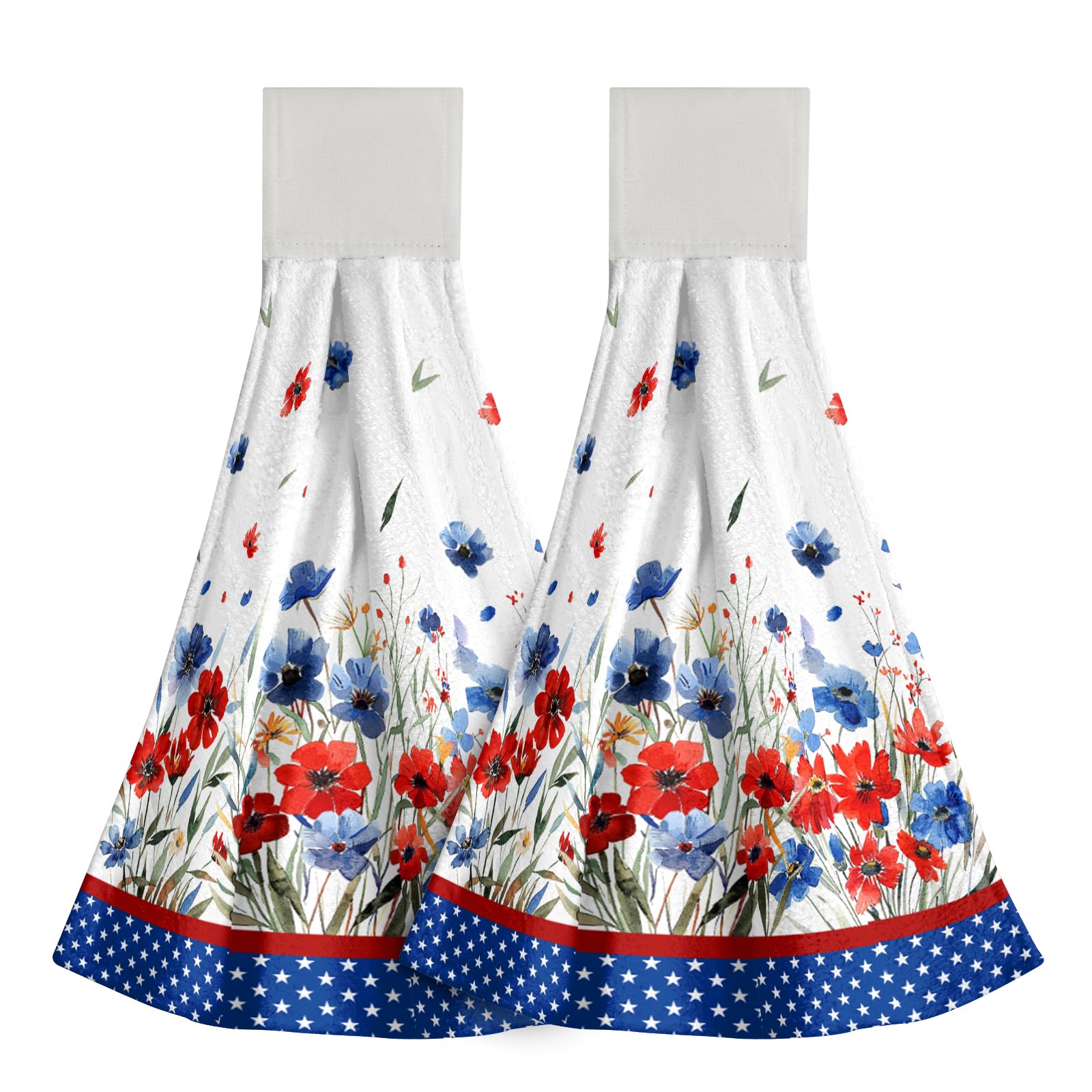 Giwawa Watercolor Wildflowers Hand Towel Set Poppy Floral Kitchen Tie Towels Botanical Hanging Tea Bar Towels for Bathroom