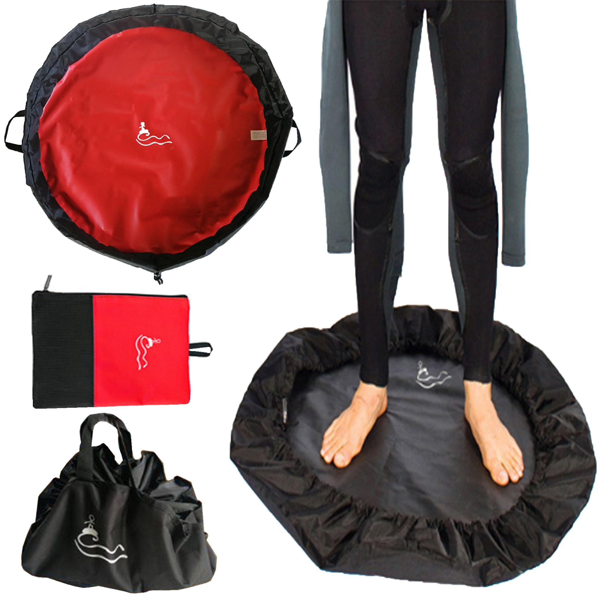 SUQ Wasserdicht Wechselmatte Neoprenanzug, Neoprenanzug-Wickelunterlage, Wetsuit Strand Wickelunterlage, Wasserdichter Neoprenanzug-Wechselsack für Frauen, 2 In 1 Change Mat Surf, Surfer (Rot)