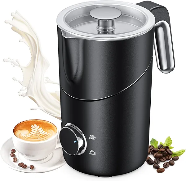 COLDFILL Milk Frother and Steamer, 8-in-1 Electric Milk Frother for Coffee, 13.5oz/400mL Large Capacity Automatic Warm and Cold Foam Maker, Hot Chocolate Maker Coffee Frother, Black