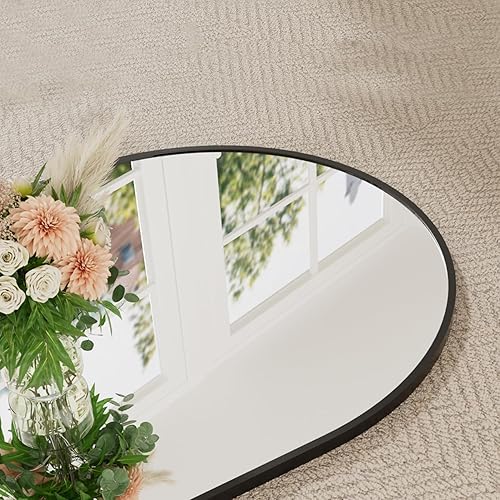 Miniatura 7 de TinyTimes Espejo de pared arqueado de 20 x 30 pulgadas, espejo de tocador, con marco de metal, para baño, dormitorio, entrada, espejo de pared