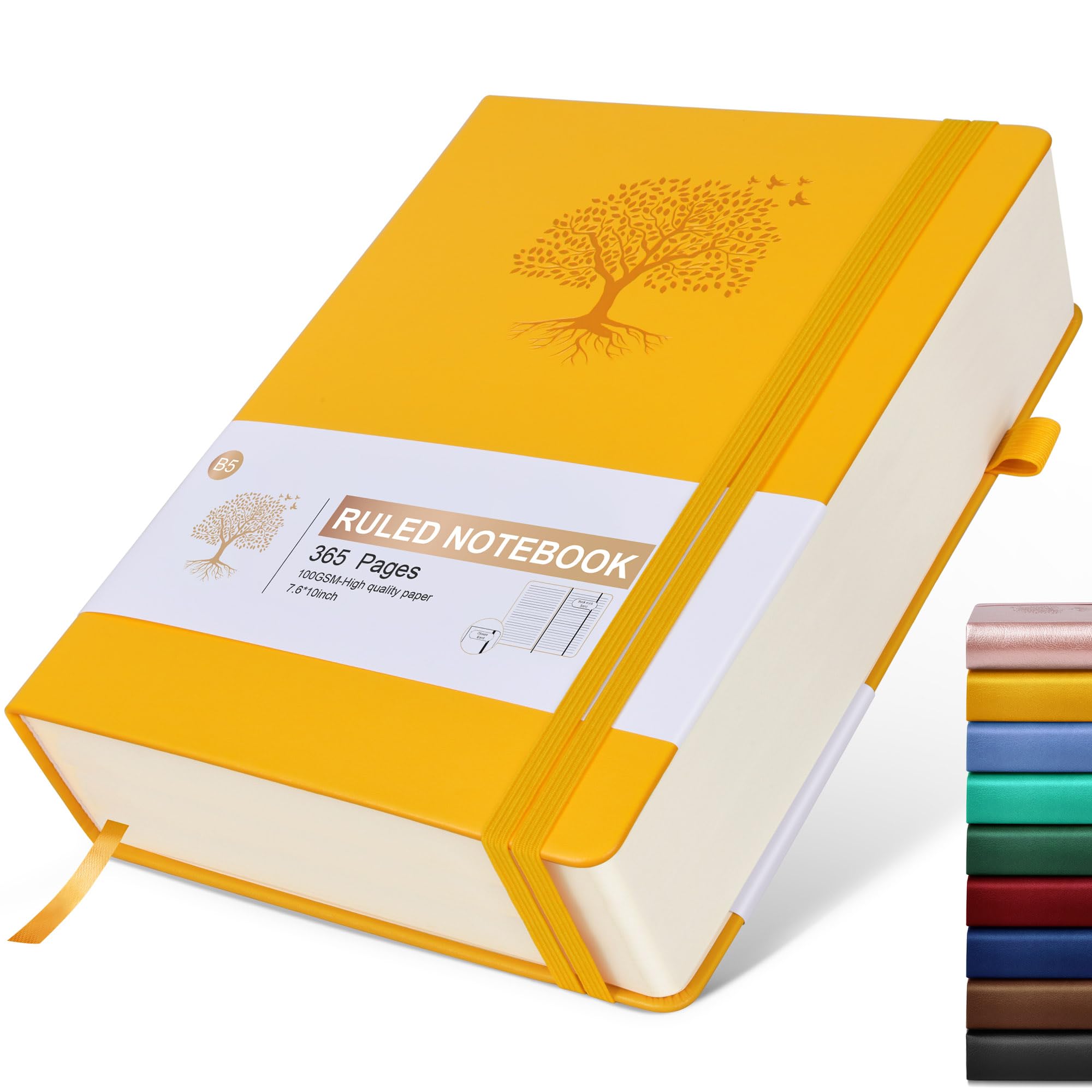 Taccuino a righe, 365 pagine, B5, per scrivere a righe universitarie, diario in pelle con copertina rigida per donne e uomini, quaderno quotidiano per lavoro, prendere appunti, carta spessa 100 g/m²