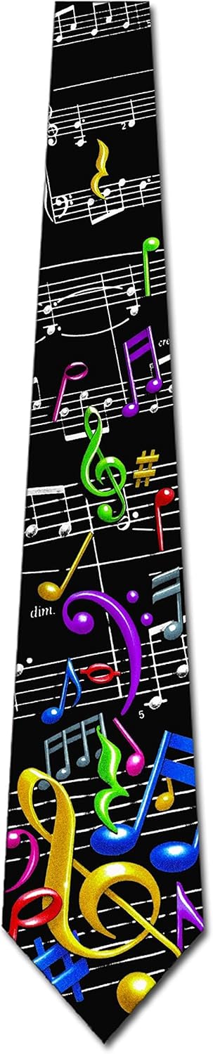 Three Rooker Musical Ties Mens Colorful Music Note Necktie Staff and Notes Tie