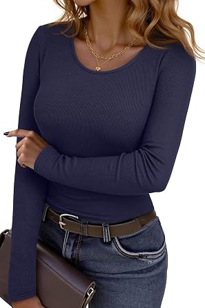 Dokotoo Women's Thermal Shirts Long Sleeve Light Fleece Lined Undershirt Warm Slim Fit Basic Tops