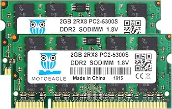 DDR2 2GB PC2-5300ほか4枚セット DDR2 667 PC2-5300 SODIMM RAM Kit de 4 GB (2GBX2), motoeagle PC2