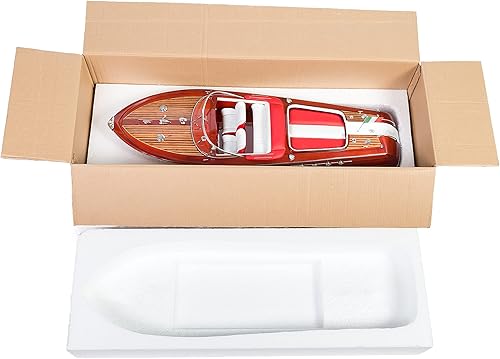 Miniatura 9 de Ferrari Hydroplane Model Speed Boat de 19.7 pulgadas - Decoración de barco de madera hecha a mano - Barco de hidroavión Ferrari - Barco de juguete