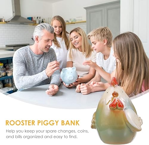 Miniatura 7 de DECHOUS Alcancía de pollo, divertida alcancía de cerámica para niños, banco de ahorro de dinero, linda alcancía de animales pequeños para niños,