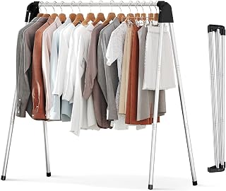 APEXCHASER Foldable Stainless Steel Clothes Drying Rack - Collapsible Laundry Airer with 48.8" Capacity for Delicates, Indoor Outdoor Travel