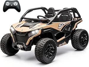 sopbost XL 24V 2-Seater Kids UTV Ride-On Car with Remote Control, Bluetooth Music, 4x4, 4WD, Quicksand