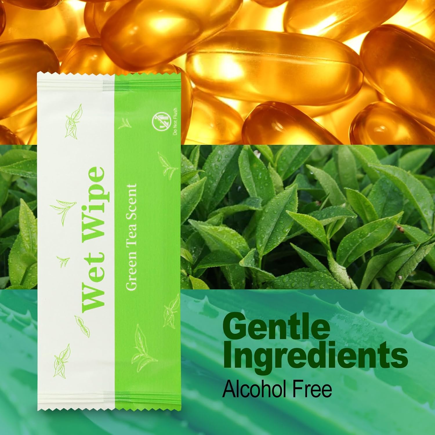 Hand Wipes Travel Size, 300 Pcs Individually Wrapped Wet Wipe Napkins for Wedding, Barbecue, Restaurant, Green Tea Scent