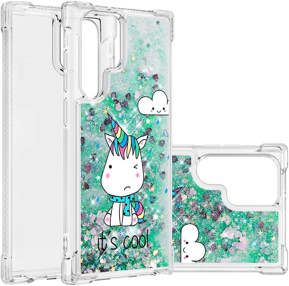 IMIRST Case for Galaxy S22 Ultra Case Glitter Liquid Sparkle Floating Shiny Quicksand Clear Soft TPU Silicone Shockproof Protective Bumper Thin Cover for Galaxy S22 Ultra Little Monster YBL