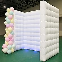 Inflatable Photo Booth Wall -8.2X8.2X4FT Portable Backdrop with LED Lights, Easy Setup for Parties, Weddings, Birthdays & Events