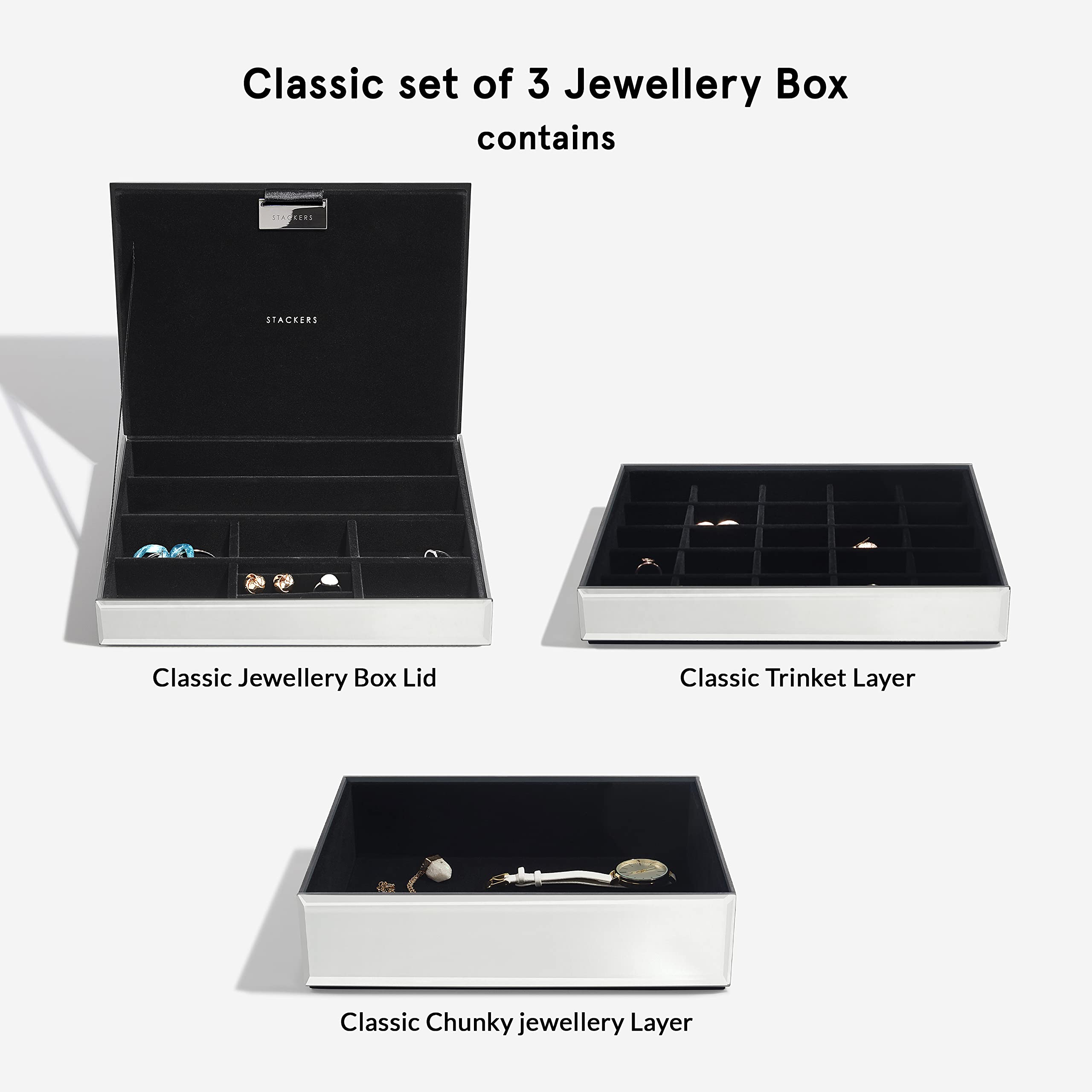 Stackers Klarglas Classic Schmuckkästchen 3er Set