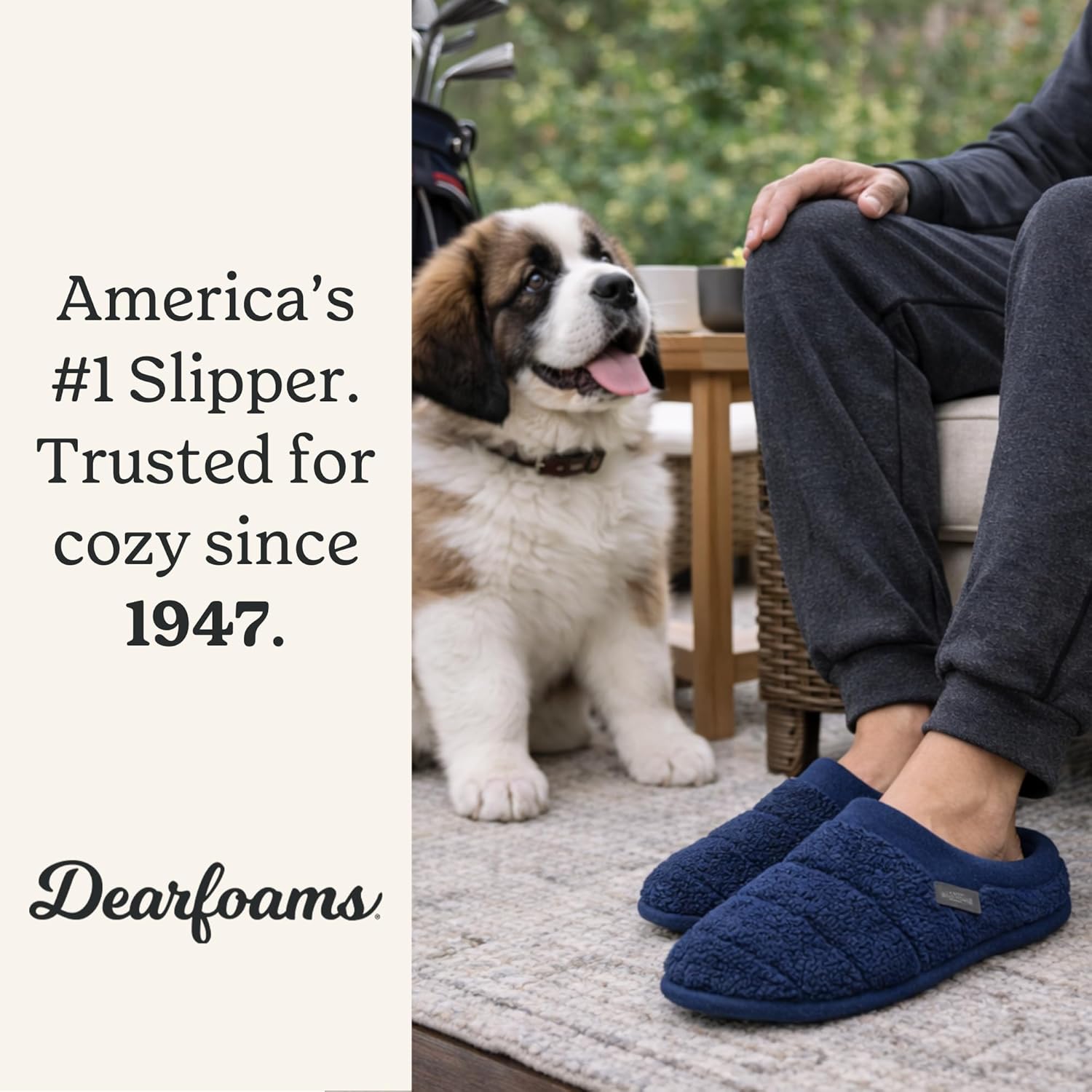 Dearfoams Men's Asher Clog, NAVY BLAZER, M - Image 2