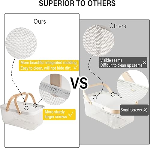 Miniatura 10 de Cesta de cosecha de acero de malla metálica, cesta de jardín cuadrada de alambre con asa, organizador de almacenamiento multifuncional para recoger