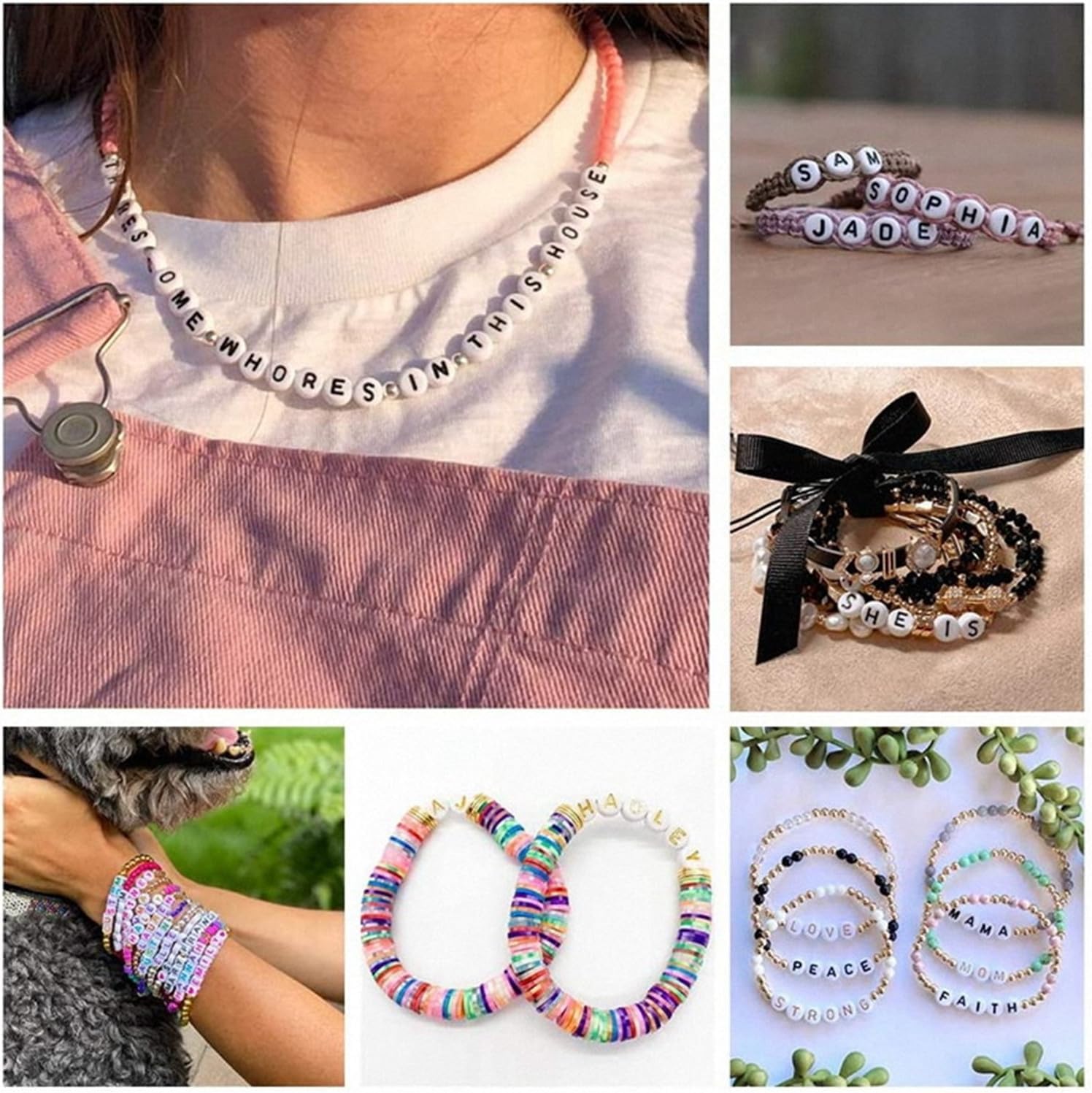 100Pcs Letter Beads 4x7mm White Round Alphabet Beads for Jewelry Making, Acrylic Colorful Letter T Bead for DIY Bracelets Necklaces - Image 6