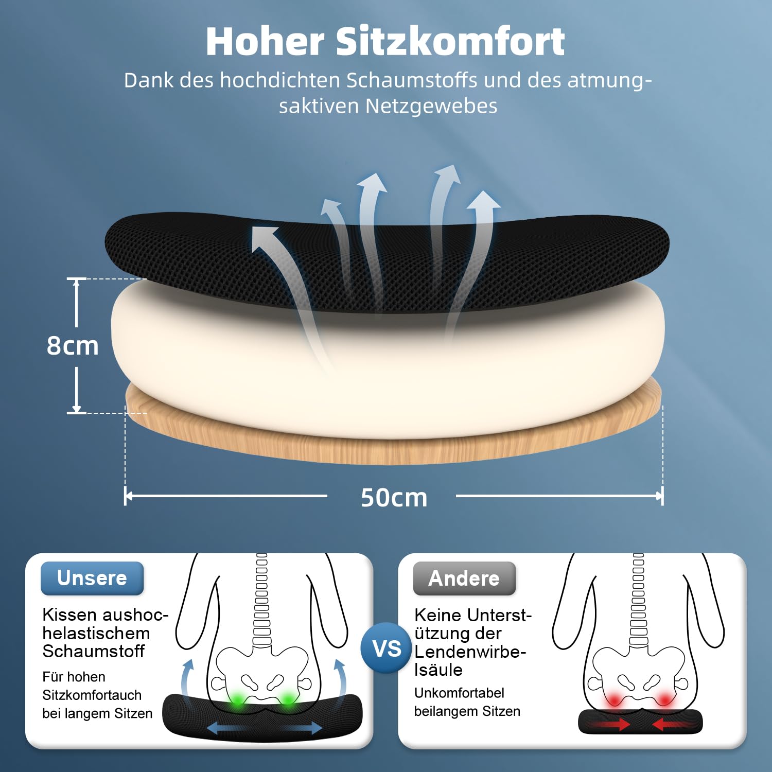 Bürostuhl, Schreibtischsessel mit Kopfstütze und Weiche Lordosenstütze, Bürostuhl ergonomisch mit Wippfunktion bis 130°,Schreibtischstuhl mit klappbaren Armlehnen, Drehstuhl 150 kg,Schwarz