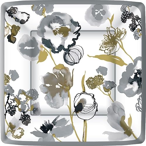 Ideal Home Range - Platos llanos cuadrados de papel Boston International de 8 unidades, Ariella
