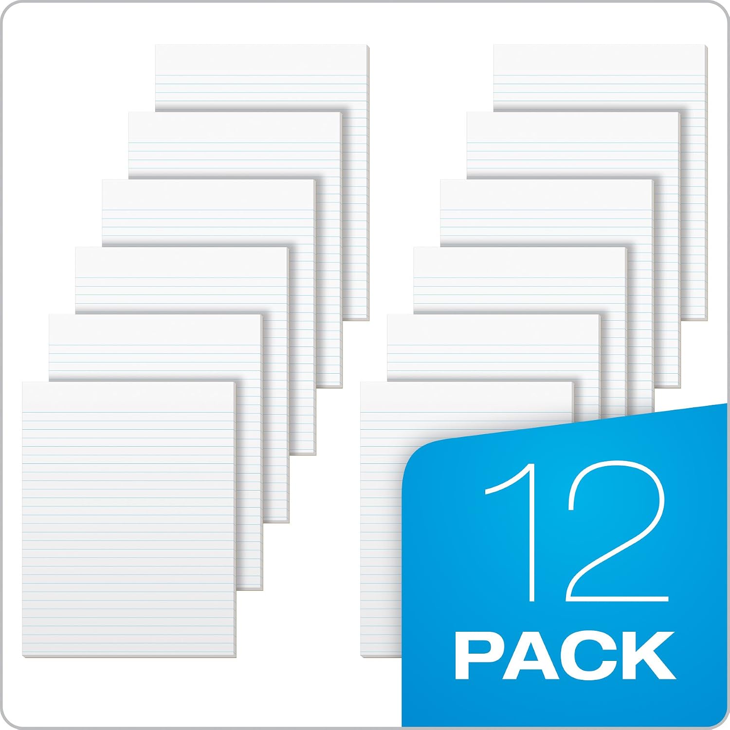 Ampad Glue-Top Writing Pad, 8-1/2" x 11", Legal Rule, 50 Sheets, 12 Pack (21-762)