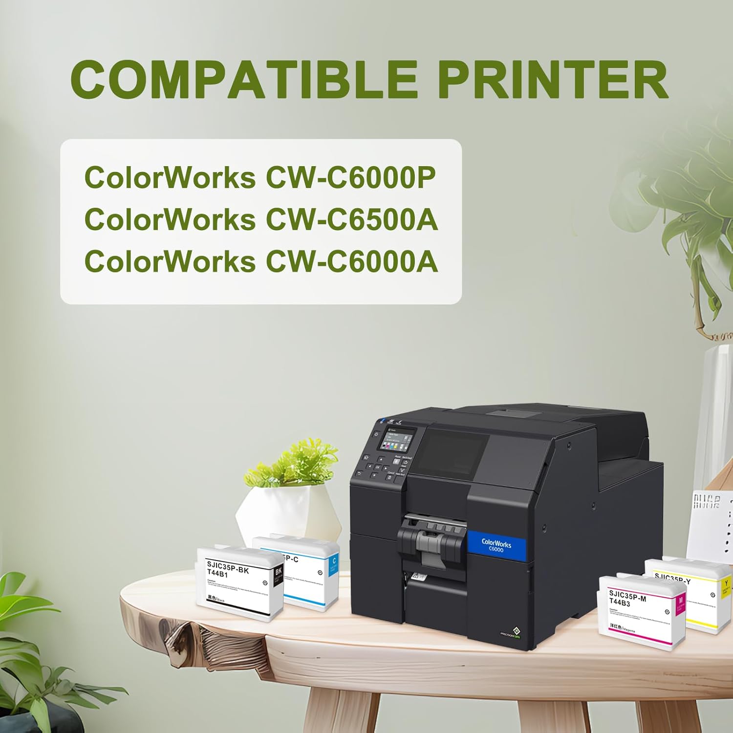 SJIC35P Ink Cartridge Remanufactured T44B1 T44B2 T44B3 T44B4 Ink Cartridge Replacement for ColorWorks CW-C6000P CW-C6500A CW-C6500P CW-C6000A Label Printer