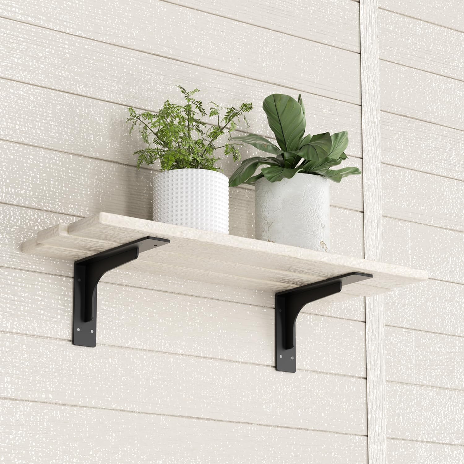 4 Pack Heavy Duty L Shelf Brackets, Metal Wall Mounted Shelves (10 x 6in)