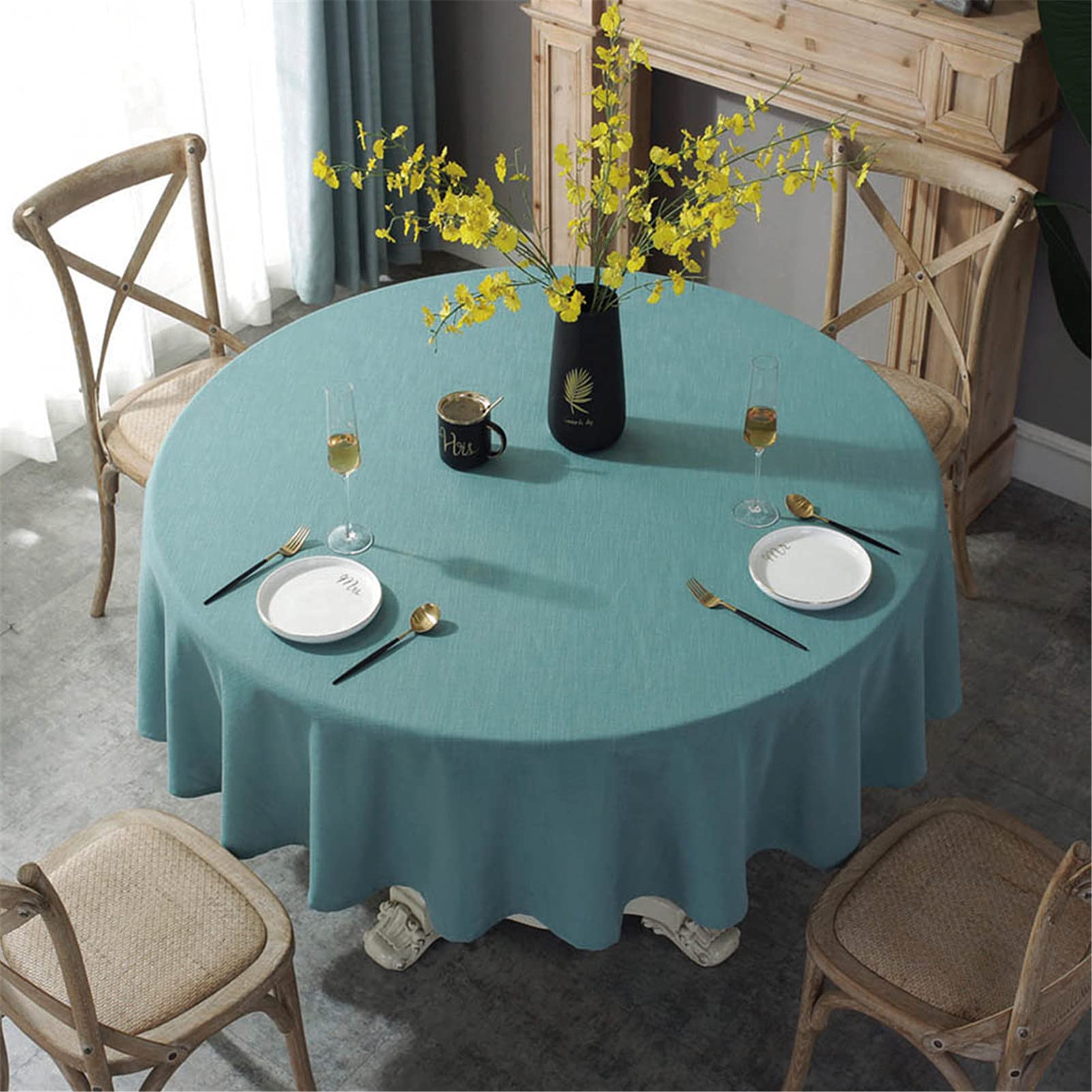 Nappe ronde en coton et lin infroissable : finissez-en avec les taches