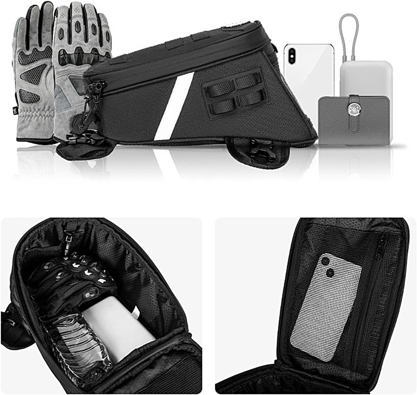 ATV Tank Bag - 5L Anti-Slip Reflective Pouch with Elastic Strap, Motorcycle Accessories Bag for Convenient Storage, Outdoor Tool for Easy Carrying, Vehicle Category Compact Feature, Bike Travel