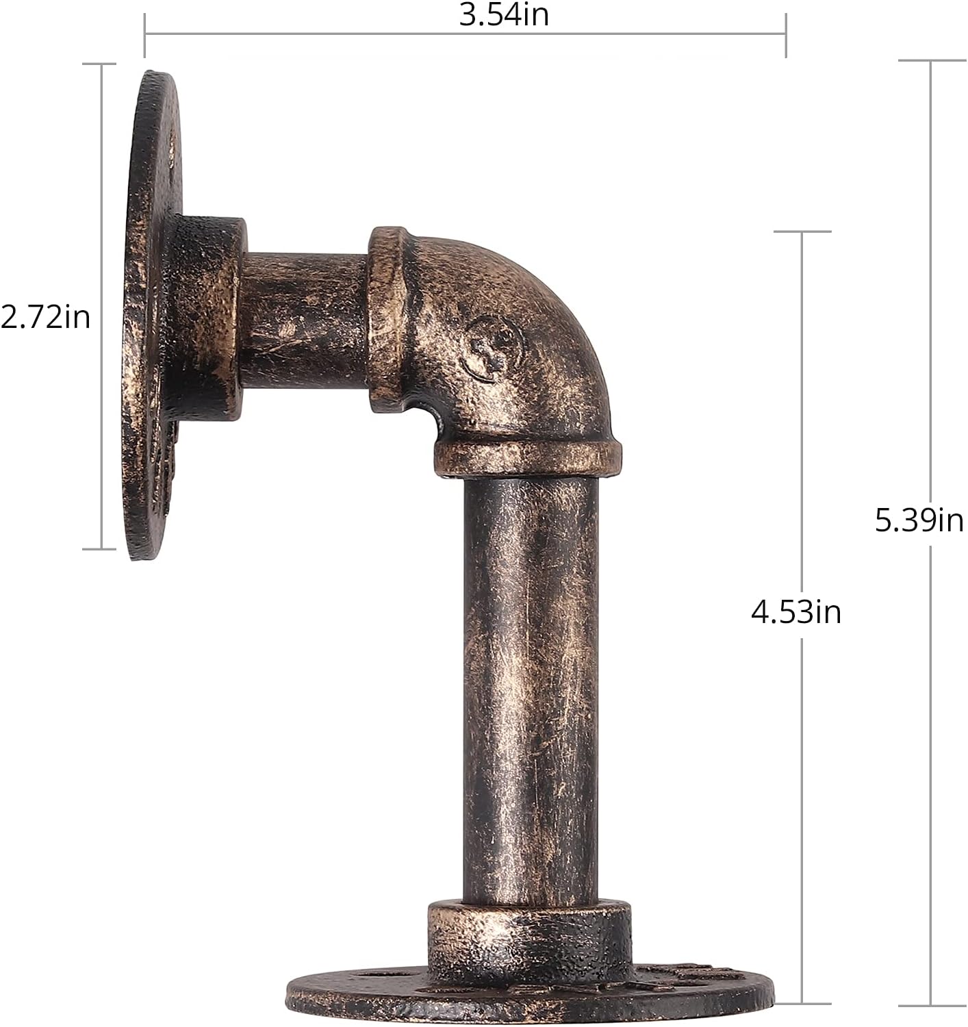 HOMGEN Pipe Wall Brackets 4Pcs Industrial Pipe Shelf Brackets Plumbing Shelving Bracket Tube Rack Scaffold Board Shelf Brackets Pipe Floating Shelf Brackets for Bookshelf Scaffolding Board (9 X 13 cm) - Image 3
