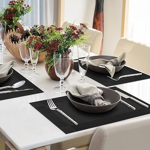 Miniatura 3 de Juego de 4 manteles individuales, manteles individuales con manchas de calor, resistentes a los arañazos para uso en interiores y exteriores,