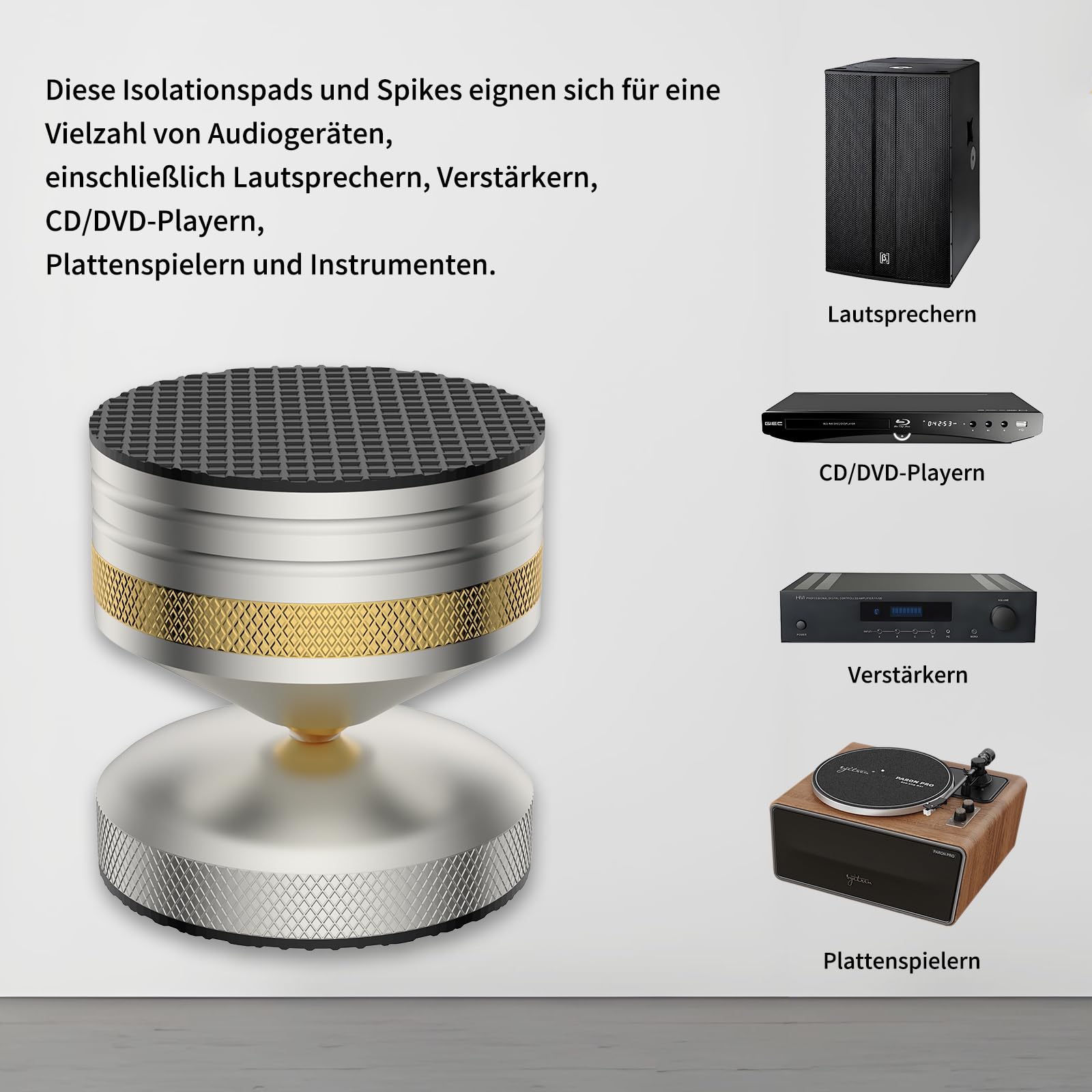 Brollitest 4 stuks aluminium luidsprekerabsorberende voeten Maglev isolatie HiFi Audio Schokdempers Voet Luidspreker Standaard (4842