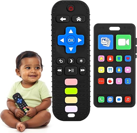 Kidology Baby Teething Toys for 3-18 Months 100% Food-Grade Silicone Teether in Remote Mobile Shape BPA-Free | Soft, Chewa...