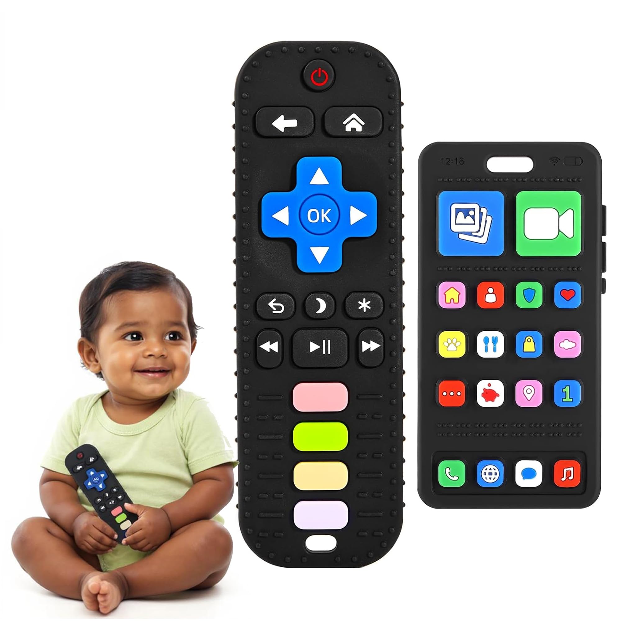 Kidology Baby Teething Toys for 3-18 Months 100% Food-Grade Silicone Teether in Remote Mobile Shape BPA-Free | Soft, Chewable & Safe | Bath & Teething for Boys & Girls