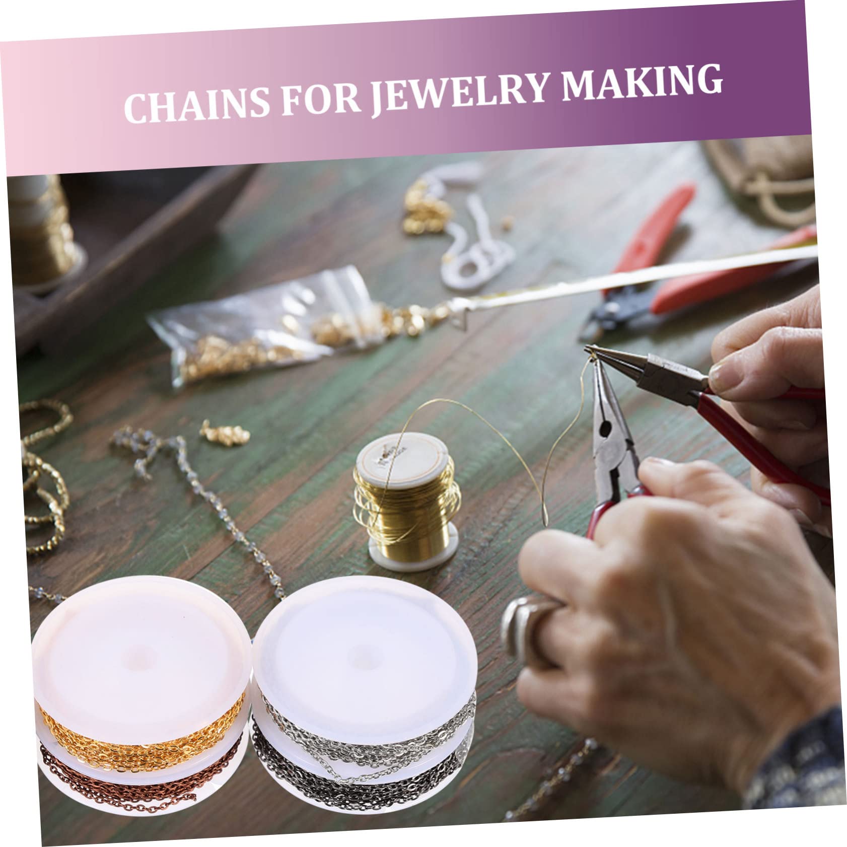 GARIOUANS DIY Schmuckset mit Ketten Karabiner und Öffnungsringen Farben Vielseitig für Schmuckherstellung und Bastelprojekte Hochwertige Langlebige Materialien für Kreative Designs