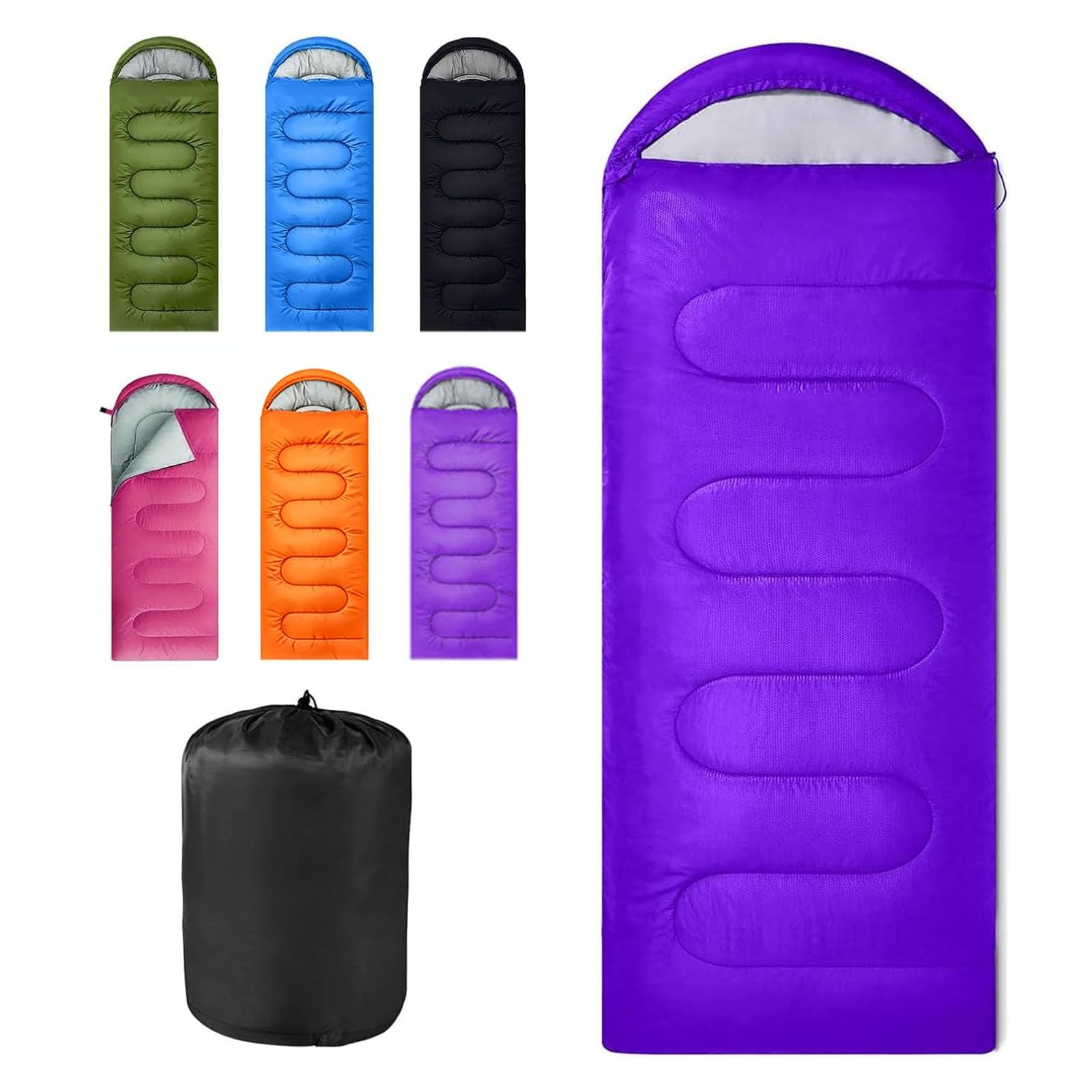 Outdoor Sleeping Bag for Camping, for 3-4 Seasons, Adult& Kids Sleeping Bag,Small Packed Size,Ultralight Carry Bag, Soft, Thick and Warm for Hiking, Backpacking (Purple Warm Weather 0-15°C) — image 1