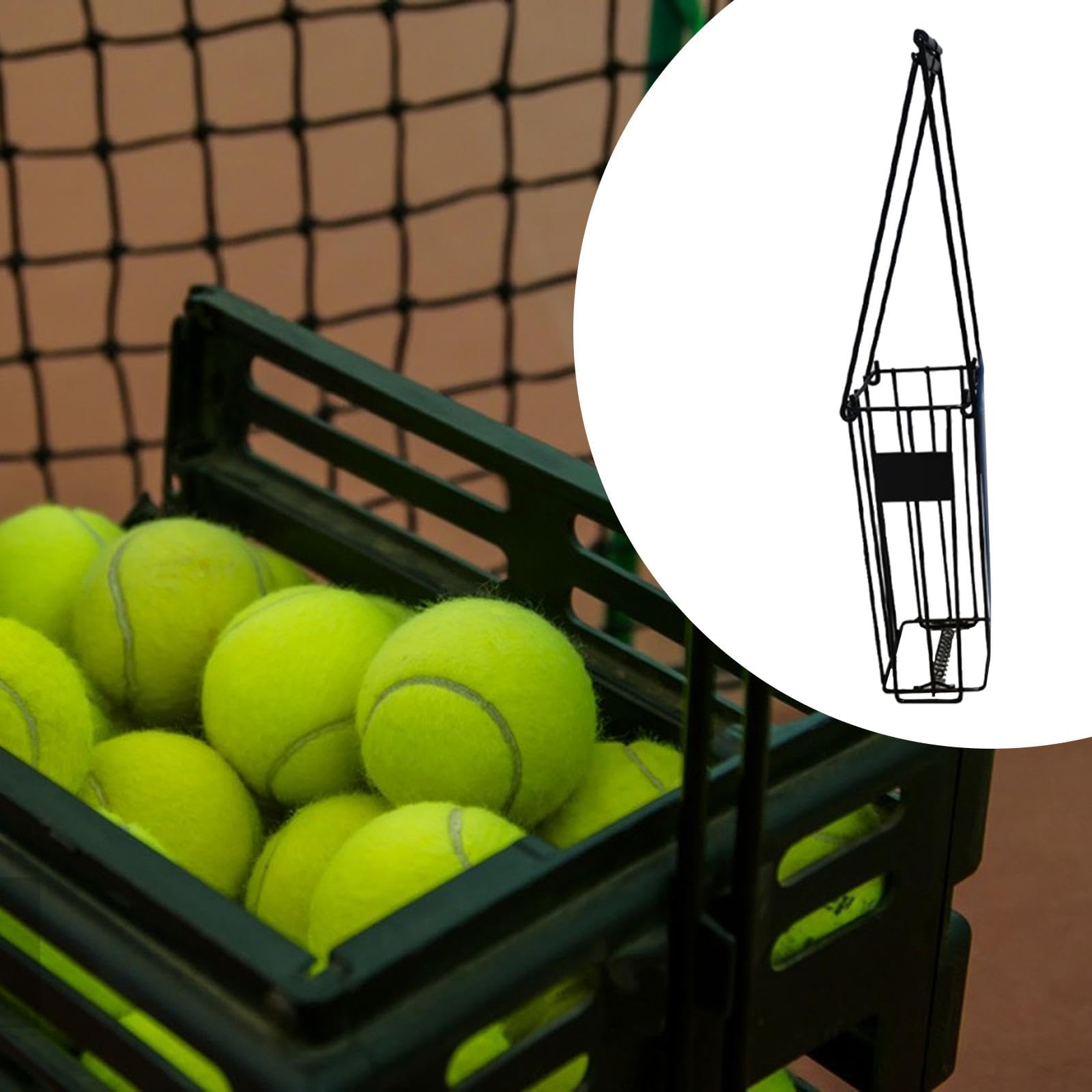 Milageto Recolector de Pelotas de Tenis Pickleball para Principiantes, Soporte para Canasta de Entrenamiento