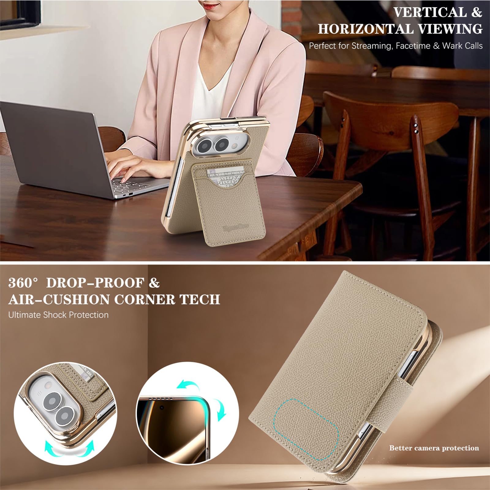 Coque Rabattable pour IPhone Duo Portefeuille Magnétique RFID Support