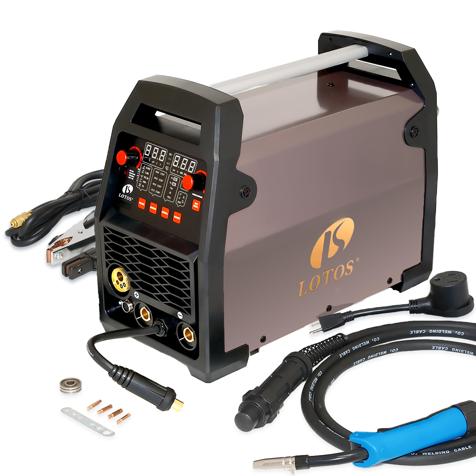 LOTOS MIG180 180A MIG Welder, 6 in 1 Gas MIG, Gasless Flux Core MIG, Stick, Lift TIG, Spot, Spool Aluminum Multi Process Welding Machine, Auto MIG
