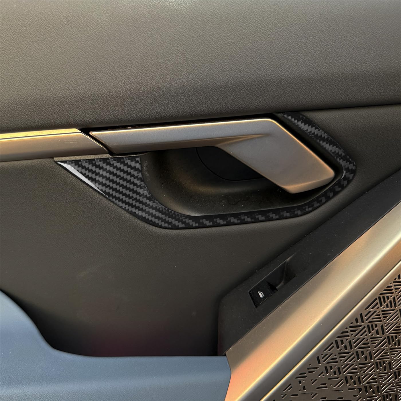 5 Series i5 G60 G68 2024-2025 Compatible with Car Interior Self Adhesive Dashboard Decal Carbon Fiber Black Sticker A55 (Interior Door Handle Type A)
