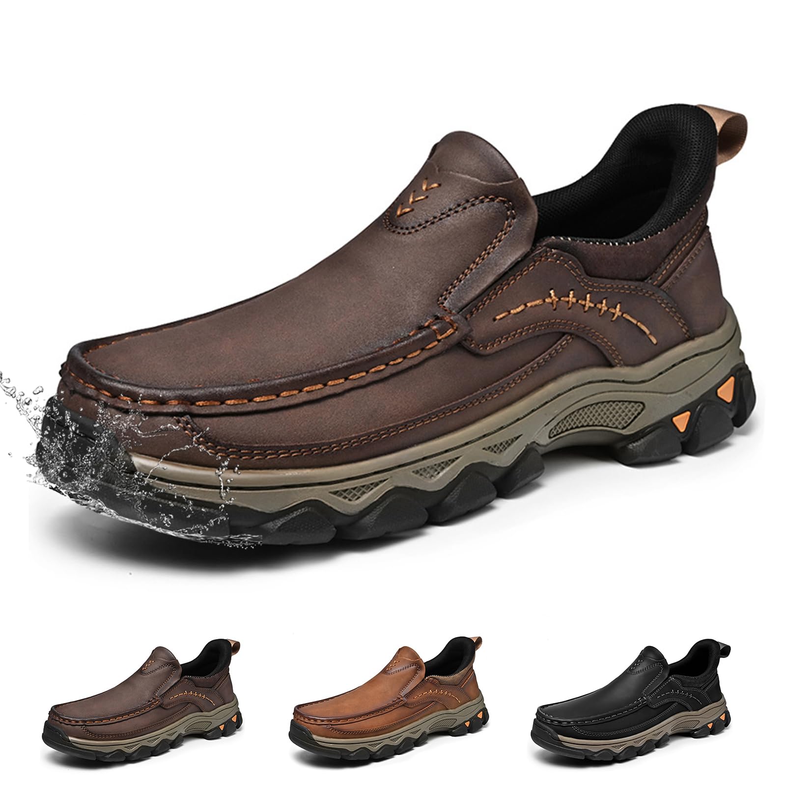 Scarpe da Trekking Escursionismo Uomo, Impermeabili Leggero Traspiranti Comode Casual Scarpe di Pelle Camminata Jogging Sportive