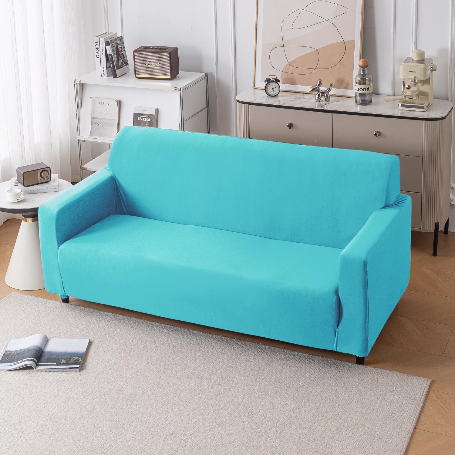 Navy Blue Sofa Cover - 3 Seater SereneSolids -31 Navy Blue Sofa Cover - 3 Seater SereneSolids -31
