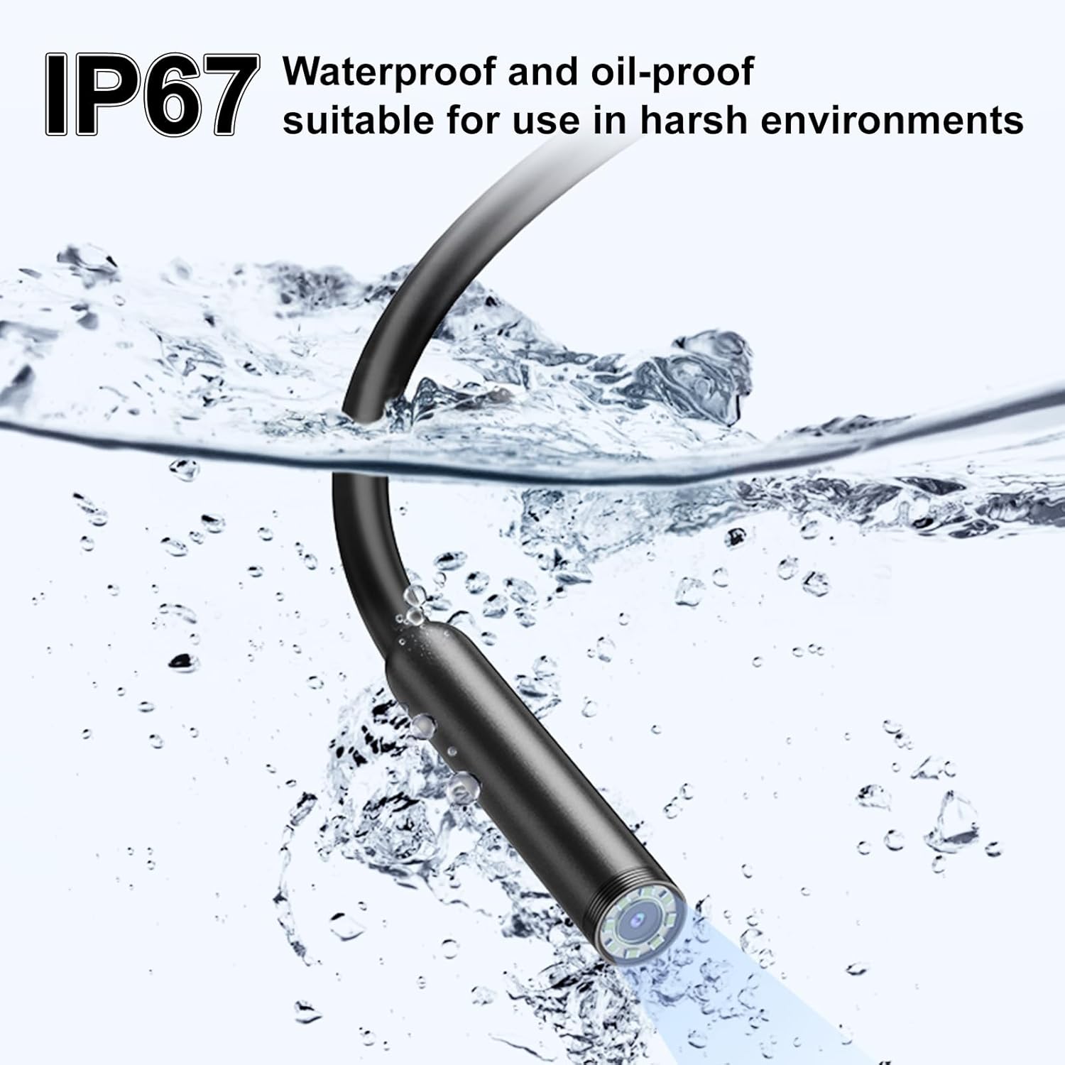 1920P HD Dual Lens Endoscope Camera Semi-Rigid Snake Cable IP67 Waterproof 8LED Lights Dimmable HD Industrial Pipeline Inspection Probe Compatible with Smartphones Endoscope Camera (3.5ft)