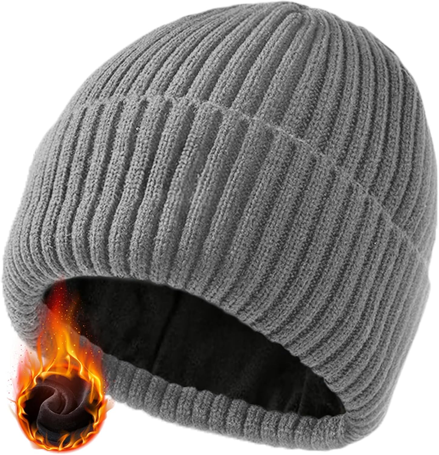 Winter Hats & Black Beanies for Men Women， No-Logo and Fleece-Lined