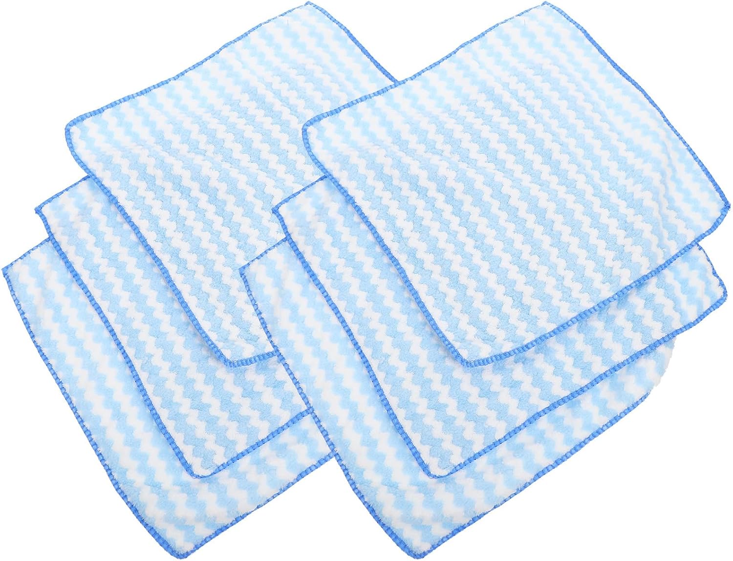 Coral Fleece Kitchen Towels 12pcs Large 30x30cm Blue Absorbent Wave Jacquard Cleaning Cloths Multi-use Reusable Dish Towels for Home and Kitchen Cleaning