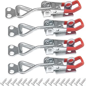 4 Pcs Metal Toggle Clamp Latch, Heavy Duty Toggle Latch, Adjustable Box Closure Latchs Clamp with Screws, Tension Lock, Quick Release Tog-gle Catch Latchs for Trunk Cases, Tool Boxes, Cabinets