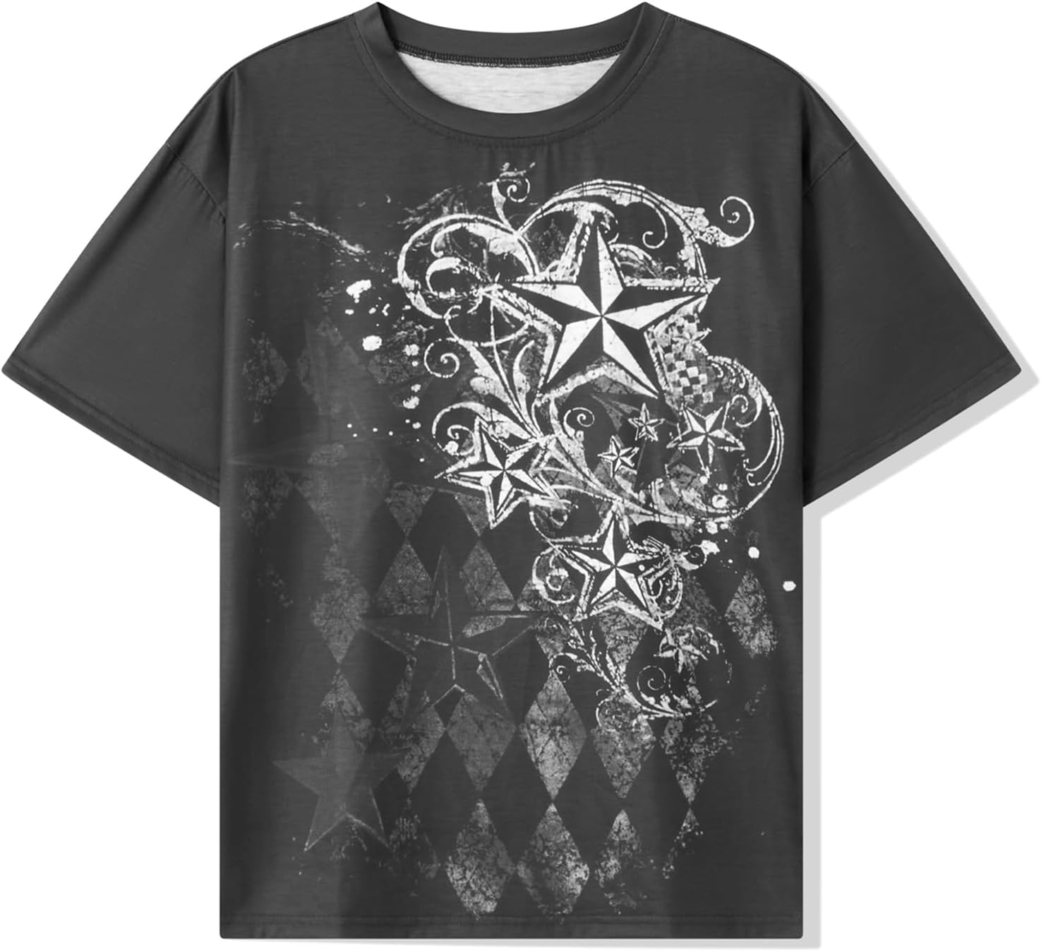 Y2K Grunge Graphic Tees for Teens Girl Vintage Fairy Grunge Emo Goth Short Sleeve Baggy T-Shirt Going Out Streetwear