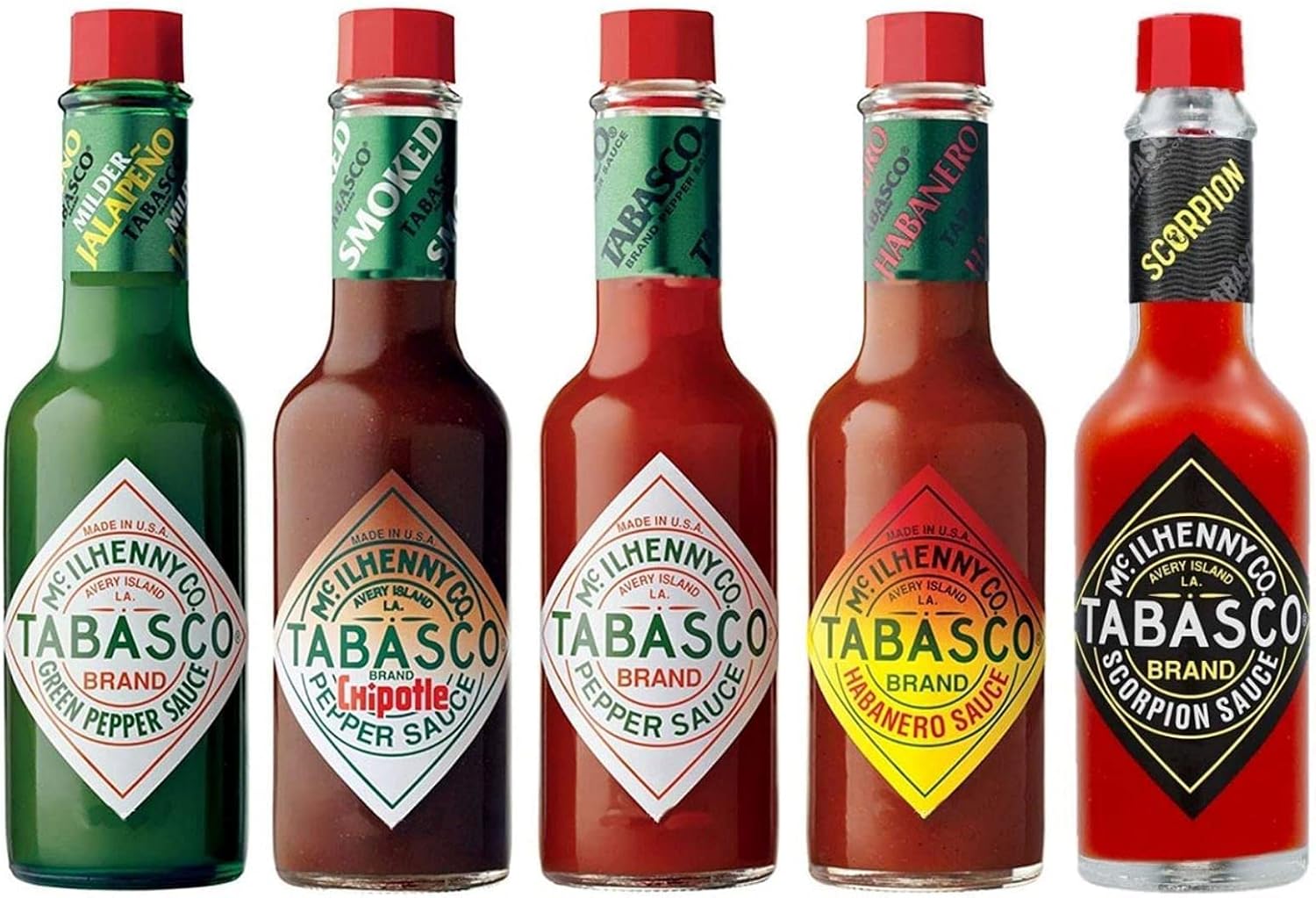 Multipack of Tabasco Pepper Sauces five flavour variety pack Contains