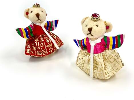 Generic Korean Hanbok Cute Bear Keychains 2 Pack For Gift, Made of