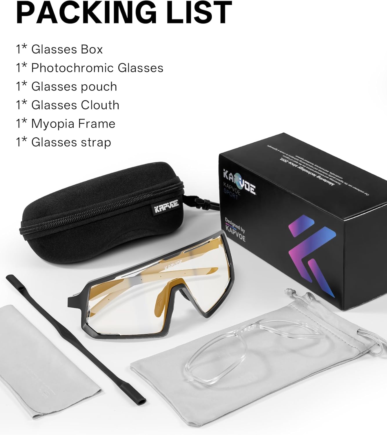 KAPVOE Anti-fog Photochromic Cycling Glasses Men Women Clear Mountain Bike Sunglasses Transition Sports Triathlon MTB K164