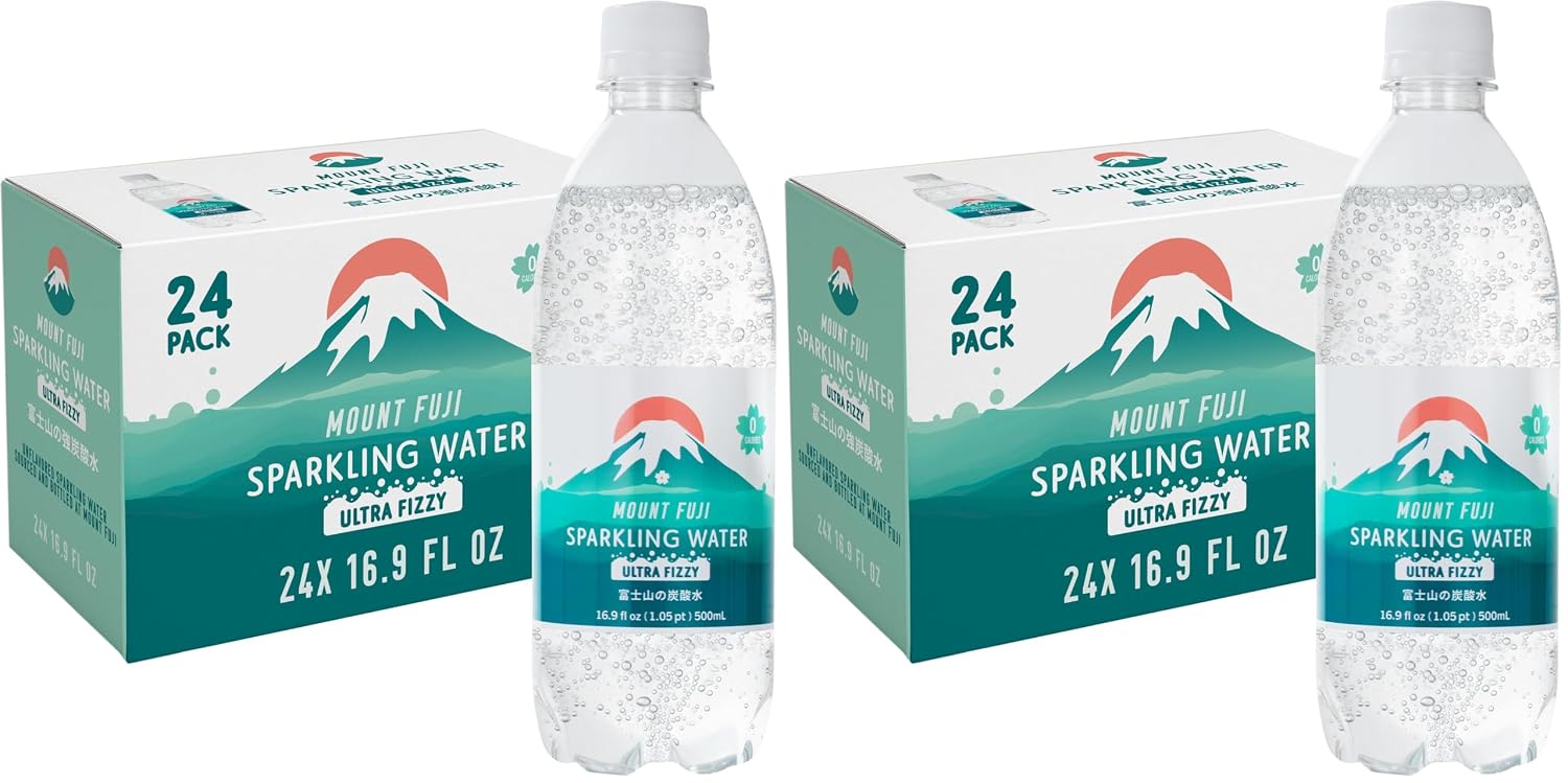 IRIS Sparkling Water Bottles, 16.9 fl oz, 48-Pack, Strong Carbonation from Mount Fuji Spring, Refreshing Japanese Natural Mineral Seltzer Carbonated Soda Water, Product of Japan